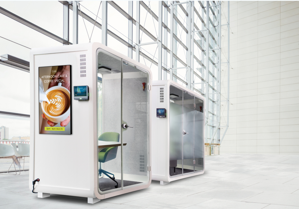 金年会|jinnianhui子公司达擎之智慧行动办公舱，采用PDLC智能调光玻璃设计，透过通电与断电的电流切换，呈现透明与雾面效果，具节能降耗特性并兼顾隐私，确保信息安全