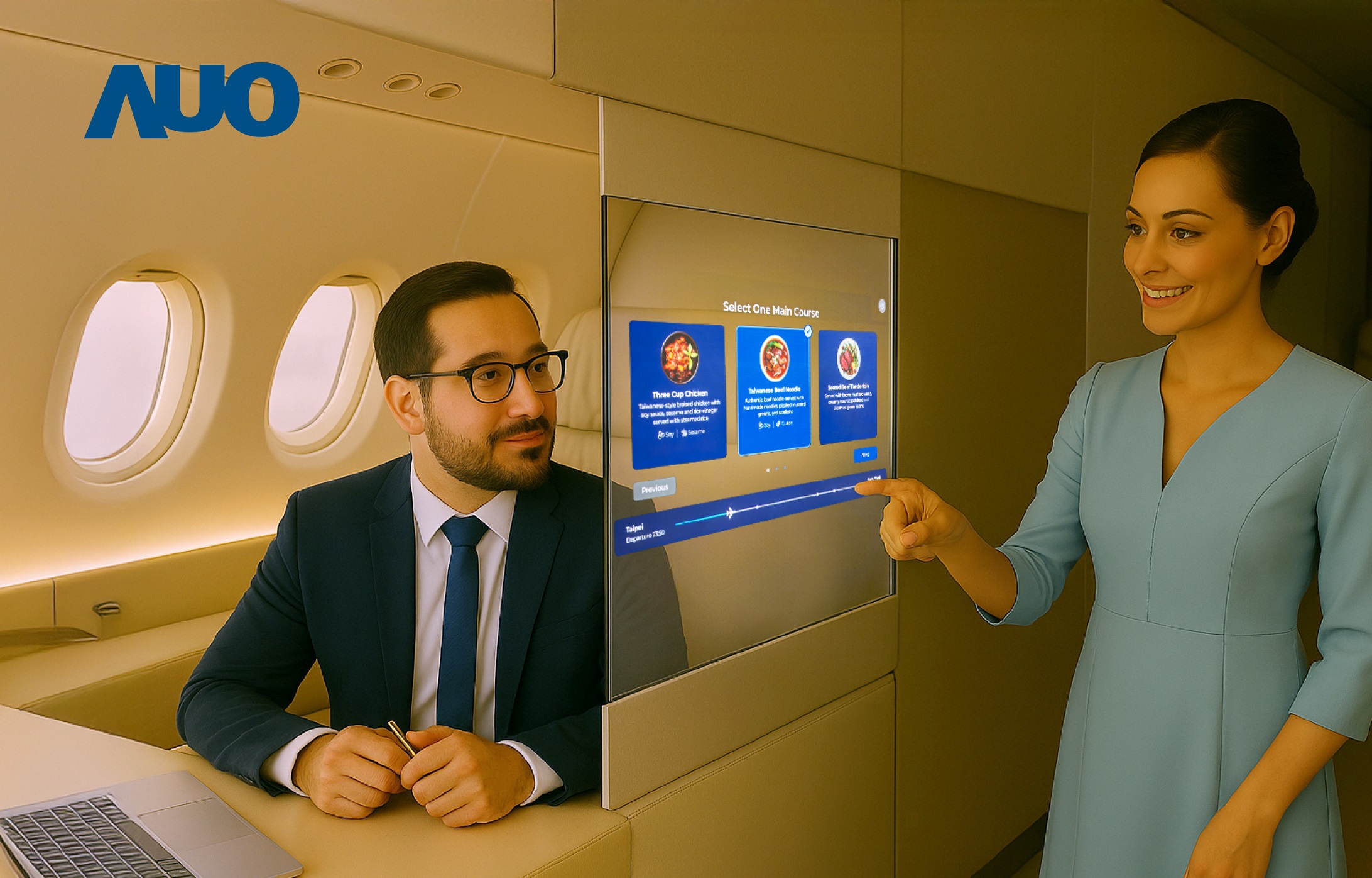 金年会|jinnianhui研发全球最薄17.3 吋双面透明 Micro LED 显示器，可在同一屏幕之双边投射不同信息，创造独特的&rdquo;透明化&rdquo;互动；图为实时翻译交流应用情境